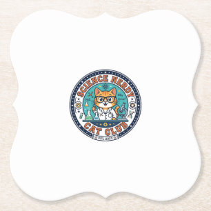 Science Nerdy Cat Cat Mum Gift Idea - Science Nerd Paper Coaster