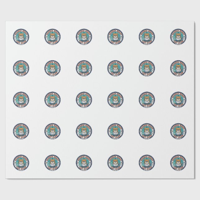 Science Nerdy Cat Cat Mum Gift Idea - Science Nerd Wrapping Paper (Flat)