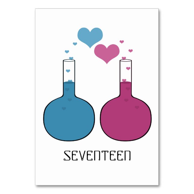 Science of Love Wedding Table Card (Front)