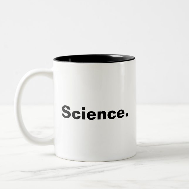 Science one word minimalism design  Two-Tone coffee mug (Left)