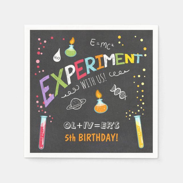 Science Paper Napkin Experiment Lab Birthday Party (Front)