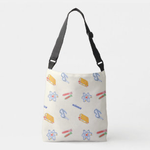 Science pattern on cream crossbody bag