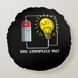 Science Physics You Complete Me Funny Joke Round Cushion