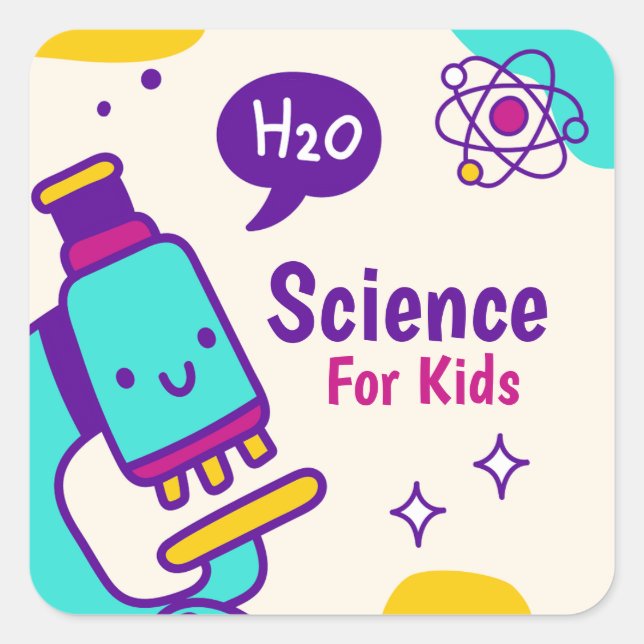 Science Program Labels, Back To School Activity Square Sticker (Front)