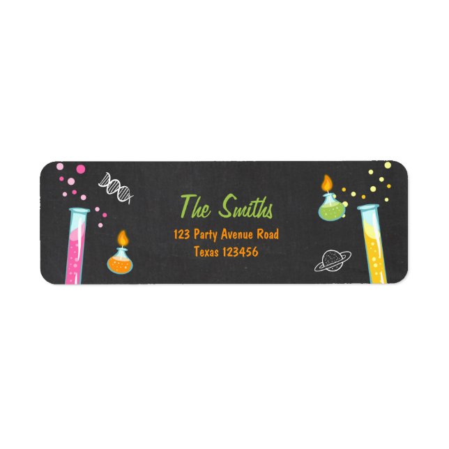 Science Return Address Label Experiment Lab Party (Front)