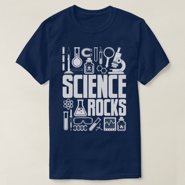 Science Rocks Lab Chemistry Biology Equipment Tee (Design Front)