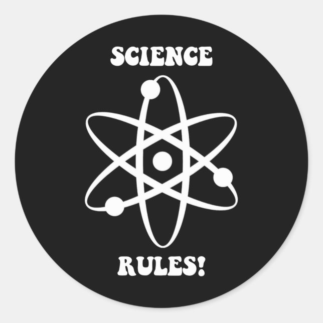 science rules classic round sticker (Front)