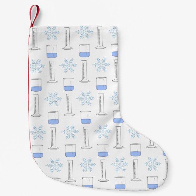 Science Snowflake Beaker Graduated Cylinder Winter Small Christmas Stocking (Front)