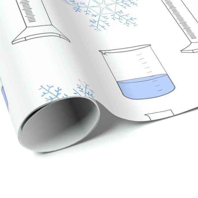 Science Snowflake Beaker Graduated Cylinder Winter Wrapping Paper (Roll Corner)