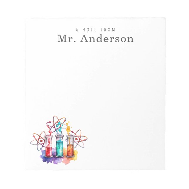 Science Teacher Chemistry Test Tubes Notepad (Front)