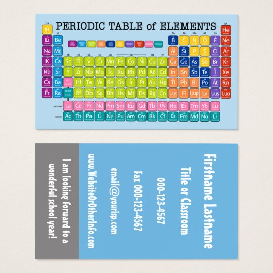 Science Teacher Contact Information Business Card