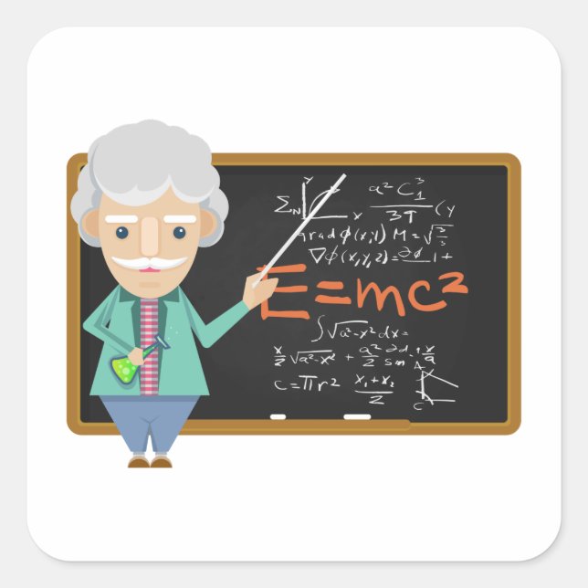 Science Teacher EMC2 Formula Square Sticker (Front)