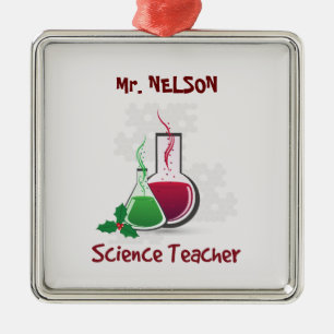 Science Teacher, Experiments Merry Christmas Metal Tree Decoration