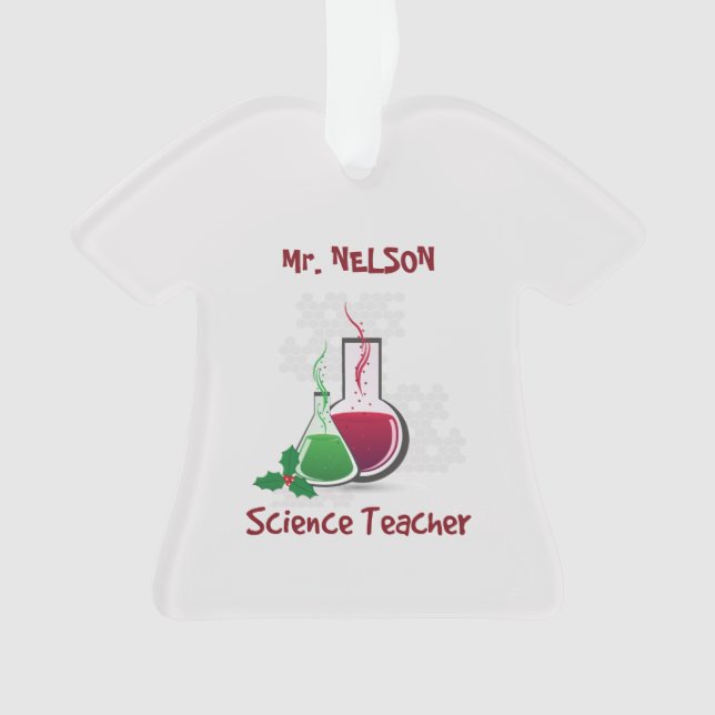Science Teacher, Experiments Merry Christmas Ornament (Front)