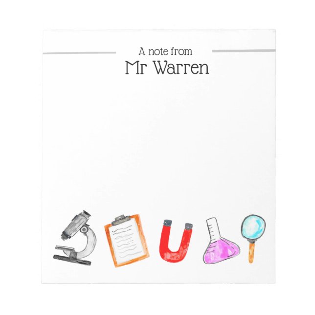 Science teacher gift school note pad (Front)