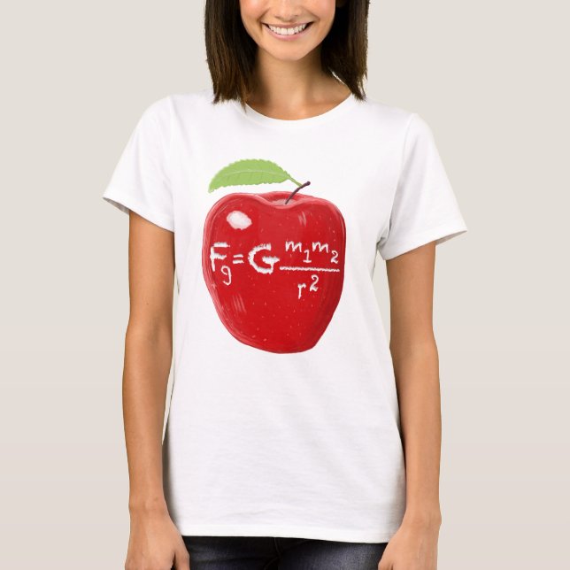 Science Teacher Isaac Newton Law Of Gravity Apple T-Shirt (Front)