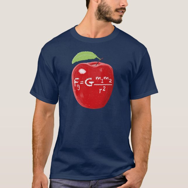 Science Teacher Isaac Newton Law Of Gravity Apple T-Shirt (Front)