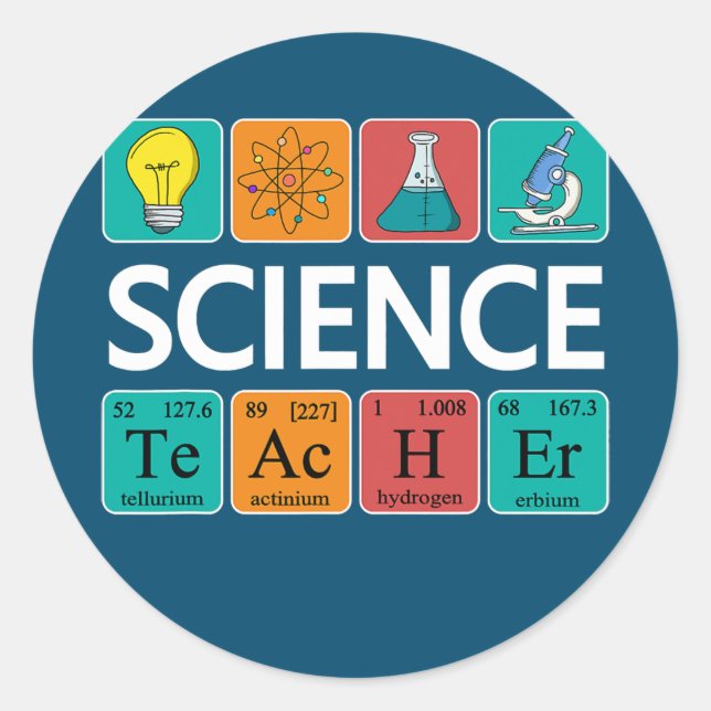 Science Teacher Periodic Table Chemistry Biology Classic Round Sticker (Front)