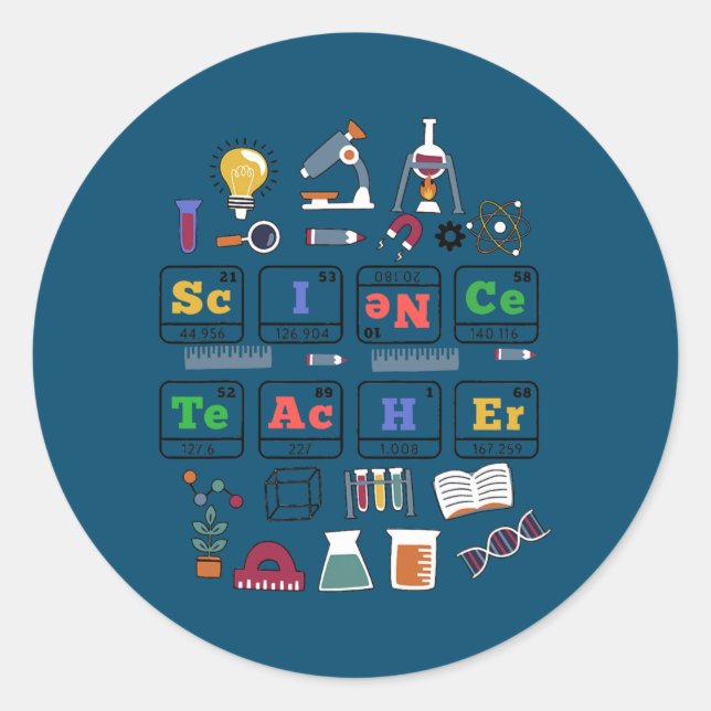 Science Teacher Periodic Table Chemistry Elements Classic Round Sticker (Front)