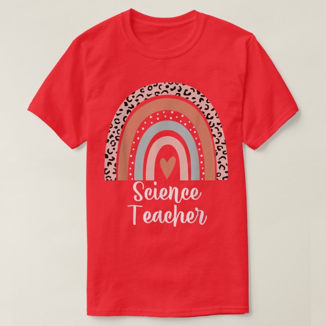 Science Teacher Rainbow Leopard Teaching Lover  T-Shirt (Design Front)