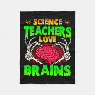 Science Teachers Love Brains Skeleton Hand Heart H Fleece Blanket