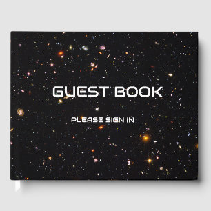 Science Theme with deep space photo Guest Book