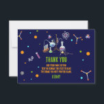 Science Themed thank you card<br><div class="desc">Express your gratitude with our vibrant science-themed thank you card! Featuring a captivating chemistry set design set against a deep navy background,  this card is a perfect blend of intellect and aesthetics. The neon colours add a pop of excitement,  making your appreciation truly stand out.</div>