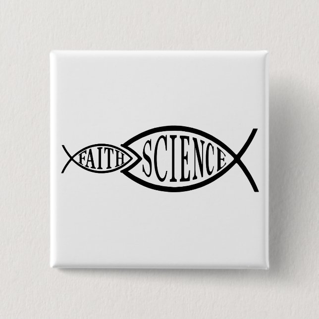 Science Trumps Faith Fish 15 Cm Square Badge (Front)