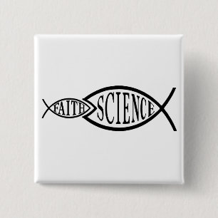 Science Trumps Faith Fish 15 Cm Square Badge