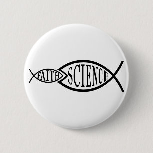 Science Trumps Faith Fish 6 Cm Round Badge