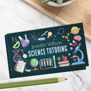 Science Tutoring - Teacher Watercolor art Business Card