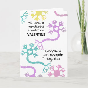 Science Valentine Neuron Biology Teacher Geek Card