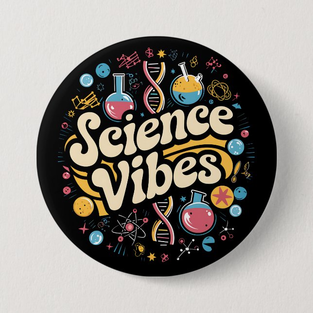 Science Vibes Groovy First Day of Back To School  7.5 Cm Round Badge (Front)