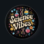 Science Vibes Groovy First Day of Back To School  7.5 Cm Round Badge<br><div class="desc">Science Vibes Retro First Day of Back To School Groovy Teacher</div>