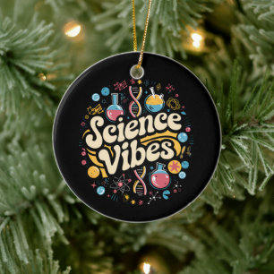 Science Vibes Groovy First Day of Back To School  Ceramic Tree Decoration