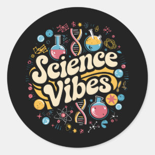 Science Vibes Groovy First Day of Back To School Classic Round Sticker