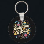 Science Vibes Groovy First Day of Back To School  Key Ring<br><div class="desc">Science Vibes Retro First Day of Back To School Groovy Teacher</div>