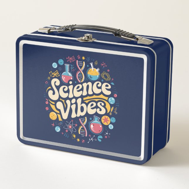 Science Vibes Groovy First Day of Back To School  Metal Lunch Box (Front)