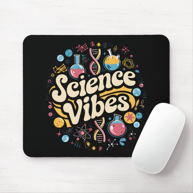Science Vibes Groovy First Day of Back To School  Mouse Mat (With Mouse)