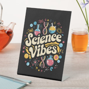 Science Vibes Groovy First Day of Back To School Pedestal Sign
