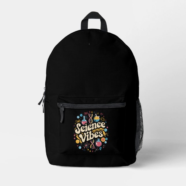 Science Vibes Groovy First Day of Back To School  Printed Backpack (Front)
