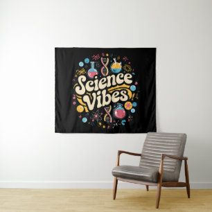 Science Vibes Groovy First Day of Back To School Tapestry