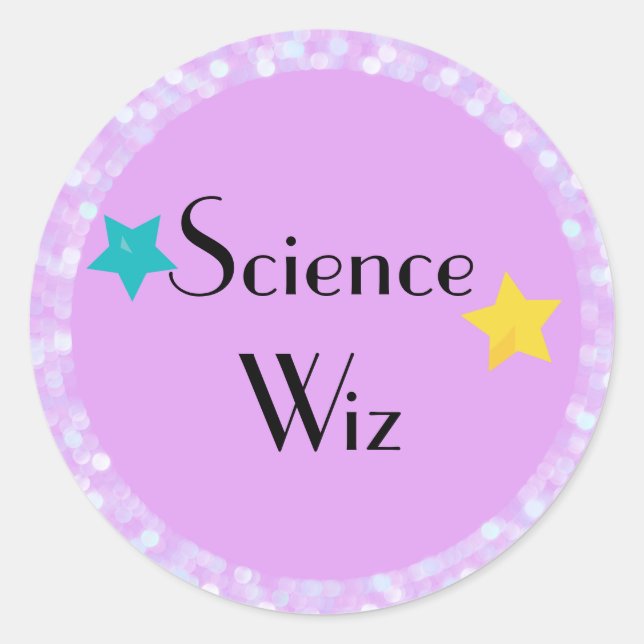 Science Wiz with Stars Classic Round Sticker (Front)