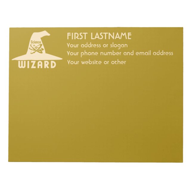 Science Wizard custom colour notepad (Front)