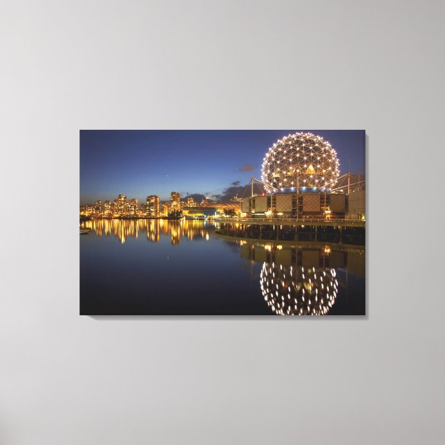 Science World and CBD reflected in False Creek, Canvas Print (Front)