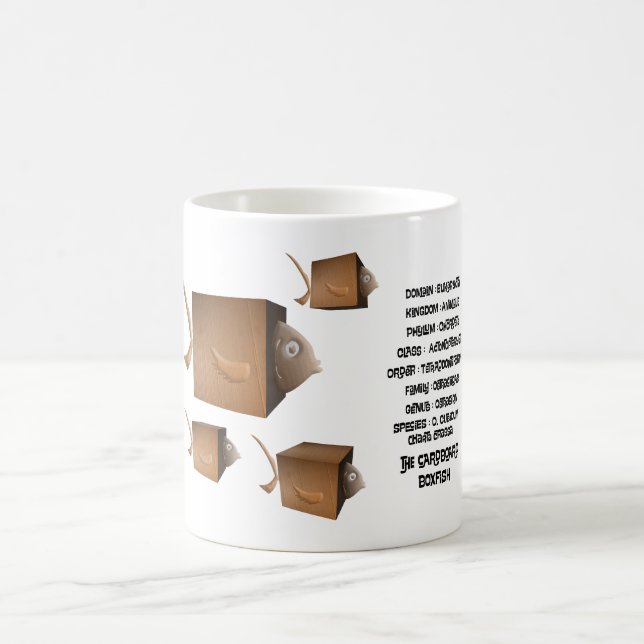 Scientific classification for cardboard boxfish coffee mug (Center)