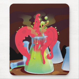 Scientific experiment flask Monster Mouse Mat