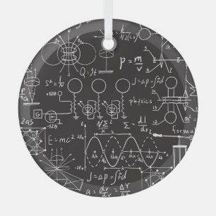 Scientific Formulas: Chalkboard Calculations Patte Glass Tree Decoration