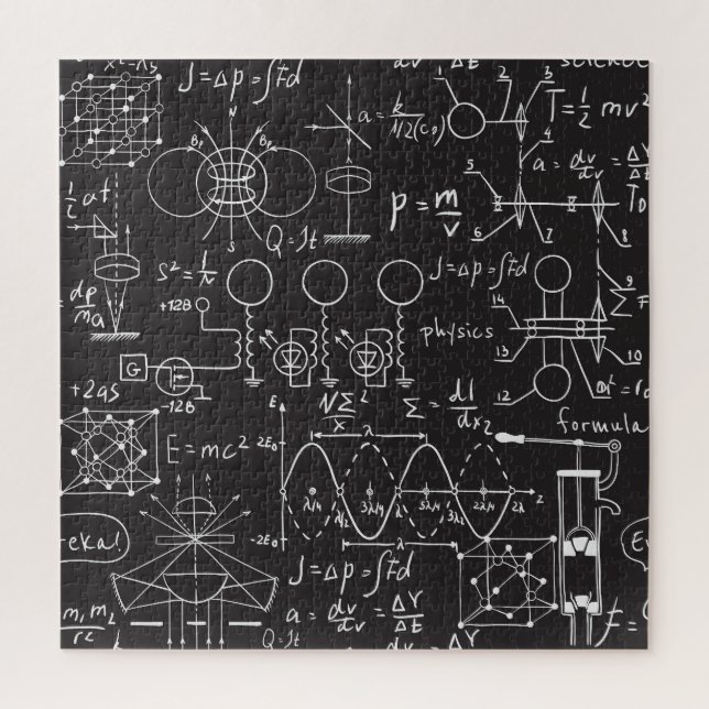 Scientific Formulas: Chalkboard Calculations Patte Jigsaw Puzzle (Vertical)