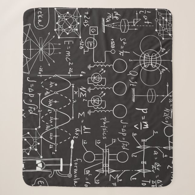 Scientific Formulas: Chalkboard Calculations Patte Sherpa Blanket (Front)